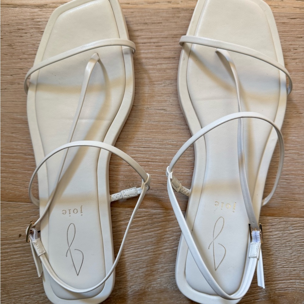 Joie Glory Cream Sandals with Gold Buckle